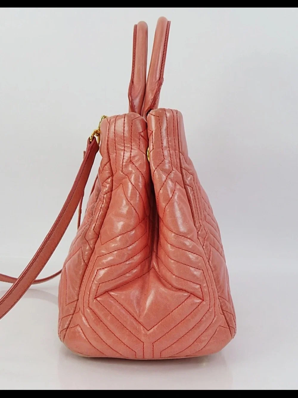 Miu Miu Coral Quilted Leather Top-Handle Bag